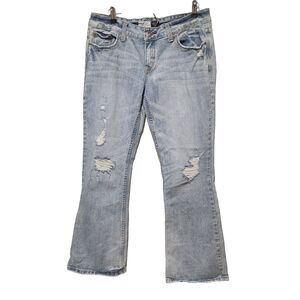 Aeropostale 11/12 Blue Hailey Skinny Flare Low Rise Jeans Y2K 90s W34 100%Cotton